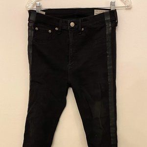 Rag and Bones Black Skinny Jeans with Black Stripe